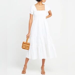 o.p.t Square Neck Smocked Maxi Dress